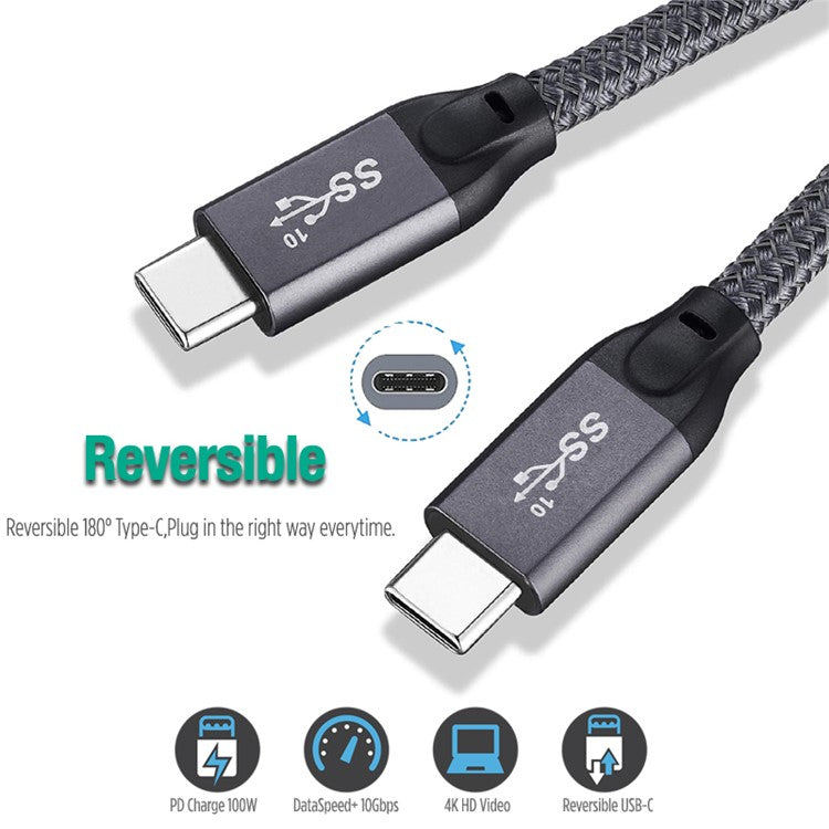 2m USB-C Male to USB-C Male PD 100W 5A/20V Fast Charging Cord 4K 20Gbps Audio Video Transmission Cable for Macbook Pro