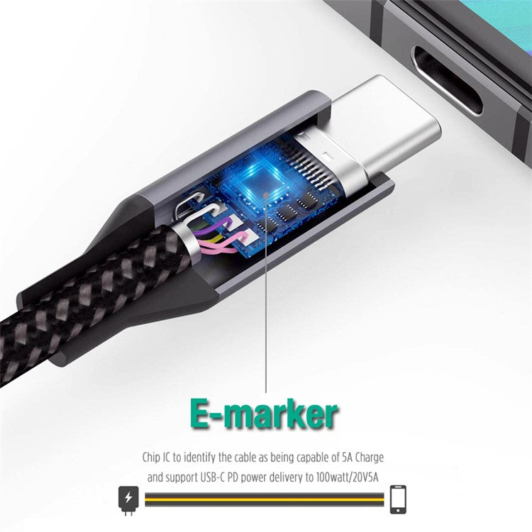 2m USB-C Male to USB-C Male PD 100W 5A/20V Fast Charging Cord 4K 20Gbps Audio Video Transmission Cable for Macbook Pro
