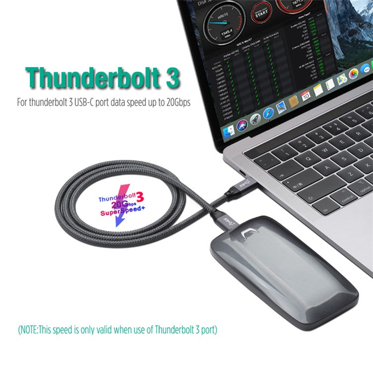 2m USB-C Male to USB-C Male PD 100W 5A/20V Fast Charging Cord 4K 20Gbps Audio Video Transmission Cable for Macbook Pro