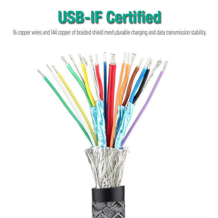 2m USB-C Male to USB-C Male PD 100W 5A/20V Fast Charging Cord 4K 20Gbps Audio Video Transmission Cable for Macbook Pro