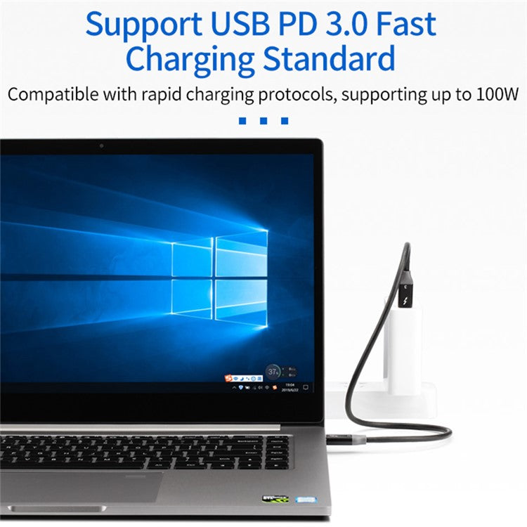 0.6m USB-C to USB-C PD 100W Fast Charging Cord USB3.1 Thunderbolt 3 40Gbps 4K Video Transmission Cable for MacBook Pro/iPad Pro
