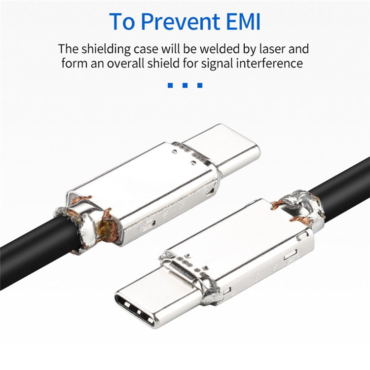 0.6m USB-C to USB-C PD 100W Fast Charging Cord USB3.1 Thunderbolt 3 40Gbps 4K Video Transmission Cable for MacBook Pro/iPad Pro
