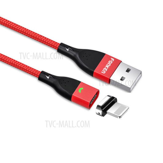 FONKEN [Lightning, 2m] FKCXX-05 3A Fast Charging Cable TPE Magnetic 480Mbps Data Cord - Red