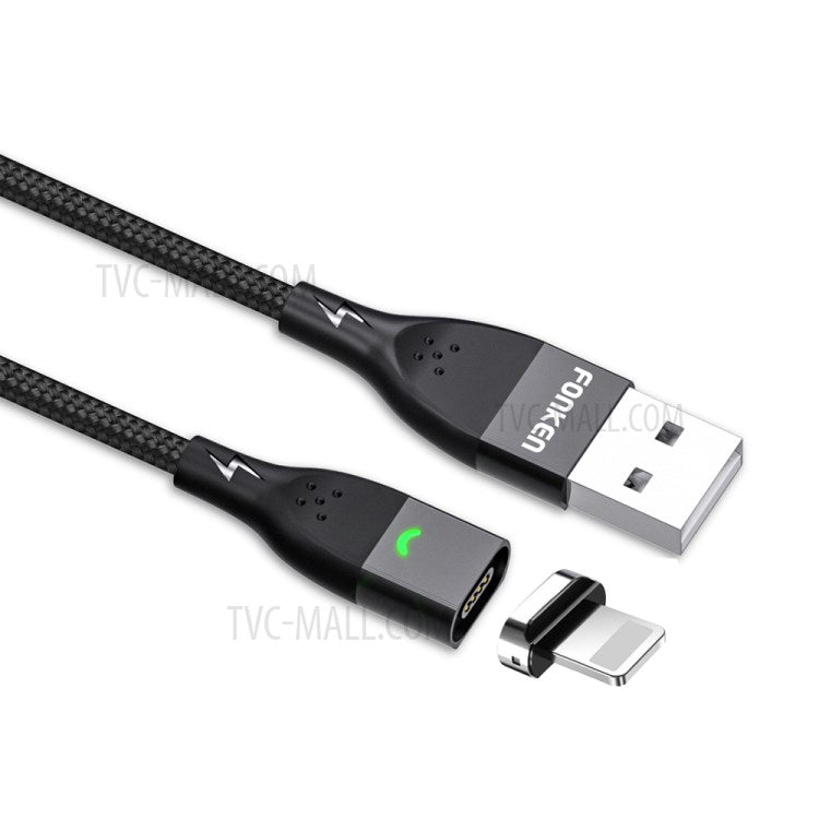 FONKEN [Lightning, 2m] FKCXX-05 3A Fast Charging Cable TPE Magnetic 480Mbps Data Cord - Black