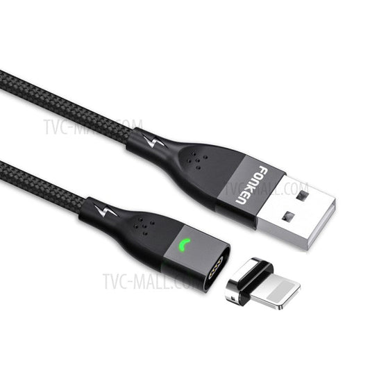 FONKEN [Lightning, 2m] FKCXX-05 3A Fast Charging Cable TPE Magnetic 480Mbps Data Cord - Black