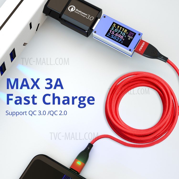 FONKEN [Lightning, 2m] FKCXX-05 3A Fast Charging Cable TPE Magnetic 480Mbps Data Cord - Blue