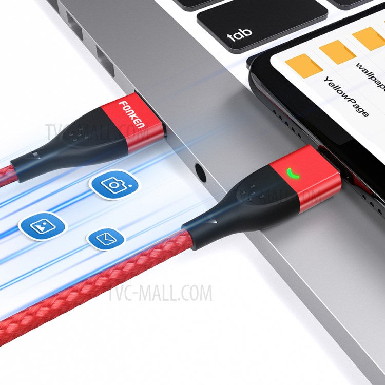 FONKEN [Lightning, 2m] FKCXX-05 3A Fast Charging Cable TPE Magnetic 480Mbps Data Cord - Blue
