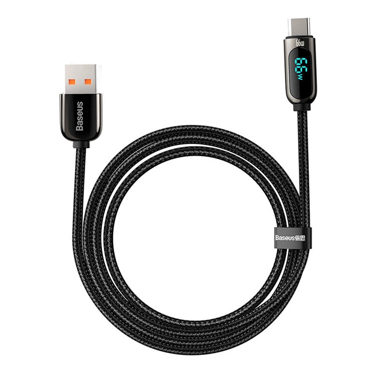 BASEUS Display Fast Charging Data Cable USB to Type-C 66W 6A 1m - Black