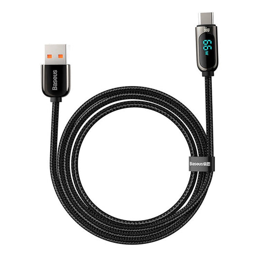 BASEUS Display Fast Charging Data Cable USB to Type-C 66W 6A 1m - Black