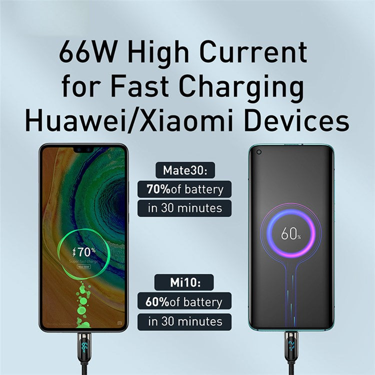 BASEUS Display Fast Charging Data Cable USB to Type-C 66W 6A 1m - Black