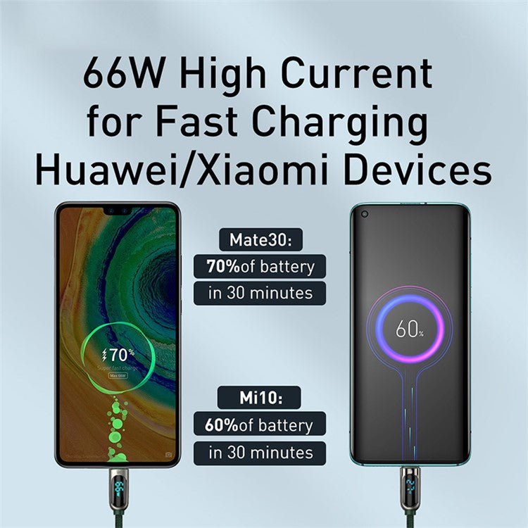 BASEUS Display Fast Charging Data Cable USB to Type-C 66W 6A 1m - Dark Green