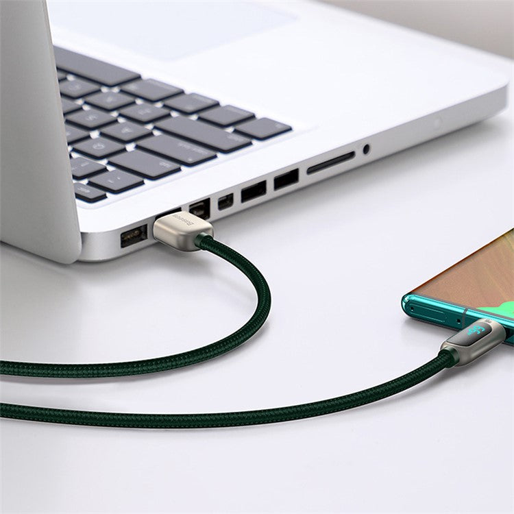 BASEUS Display Fast Charging Data Cable USB to Type-C 66W 6A 1m - Dark Green