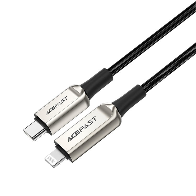 ACEFAST C6-01 for iPhone 15 Series MFi Certified USB-C to Lightning Zinc Alloy Braided Charging Data Cable with Digital Display - Silver