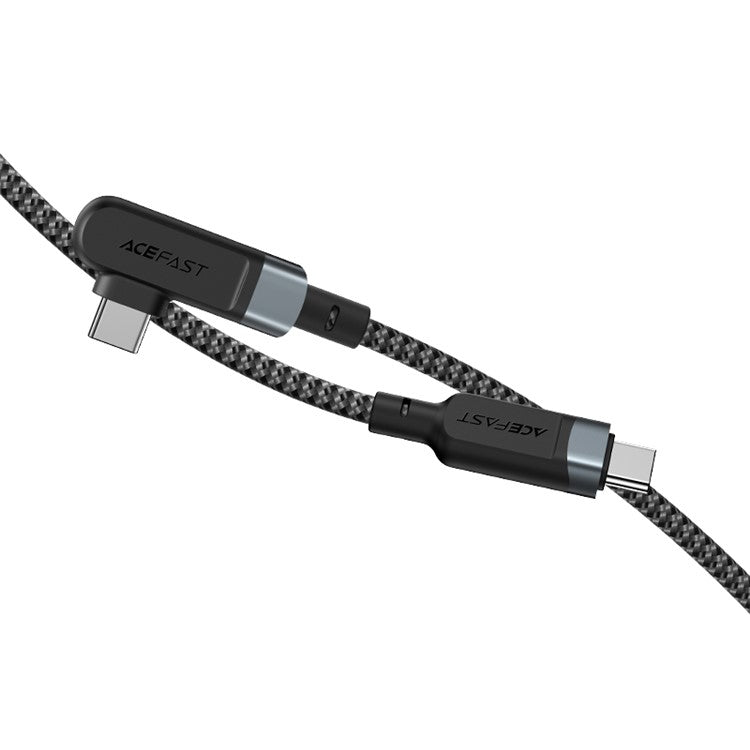 ACEFAST C5-03 for iPhone 15 Series USB-C to USB-C 100W 90 Degree Right Angled Aluminum Alloy Charging Data Cable - Grey