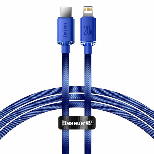 BASEUS Crystal Shine Series Fast Charging Type-C to iP Data Cable 20W 1.2m Cell Phone Cord - Blue