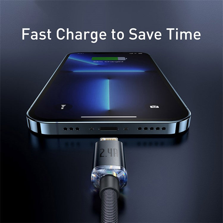 BASEUS Crystal Shine Series 2.4A Fast Charging USB to iP Data Cable 2m - Black