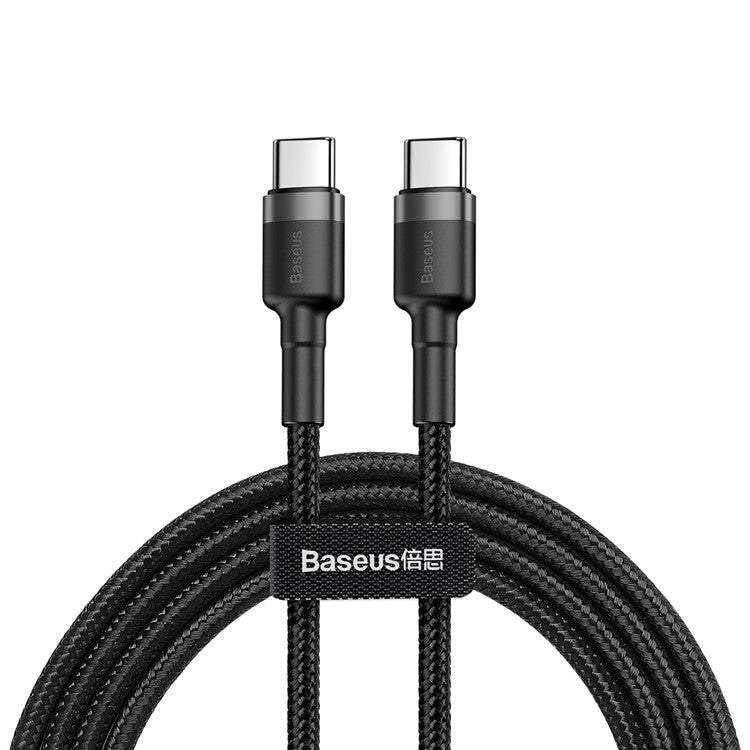 BASEUS Cafule 1m for iPhone 15 Series Type-C PD2.0 60W Flash Charging Data Cable (20V 3A) - Grey / Black