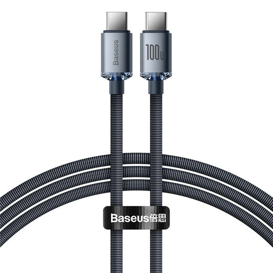 BASEUS Crystal Shine  Series for iPhone 15 Series 1.2m 100W Fast Charging Data Cable Type-C to Type-C Cord - Black