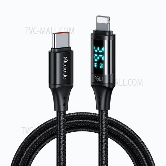 MCDODO CA-1030 1.2m HD Digital Type-C to Lightning PD Data Transmission Charging Cable Cord - Black