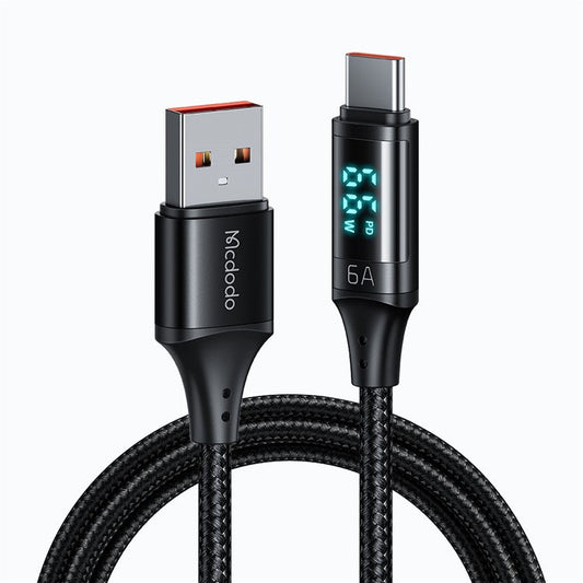 MCDODO MDD CA-1080 for iPhone 15 Series 1.2m Digital Display 6A Type-C Charge Data Cable Cord - Black