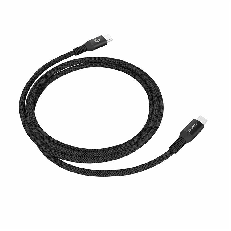 MOMAX Braided Lightning Cable 1.2m PD Fast Charging Cable USB C to Lightning Charging Cord [MFi Certified] - Black