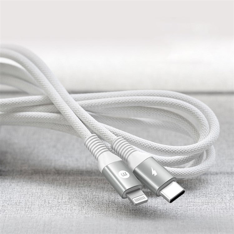 MOMAX Braided Lightning Cable 1.2m PD Fast Charging Cable USB C to Lightning Charging Cord [MFi Certified] - White