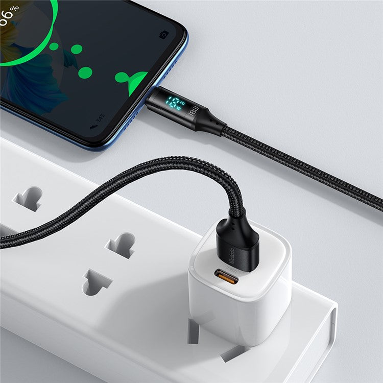 MCDODO CA-1070 1.2m USB A to Micro USB Cable 3A LED Display Charging Cord 480Mbps Data Transmission Cable - Black