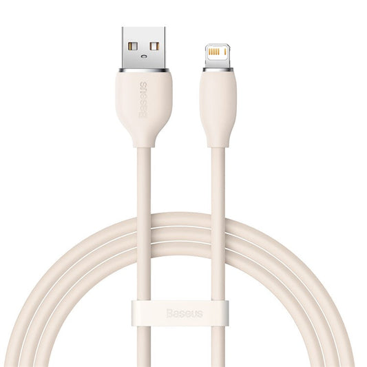 BASEUS Liquid Silicone Gel USB to iP 1.2m Charging Cable 2.4A Fast Charging Cord 480Mbps Data Transmission Cable - Pink