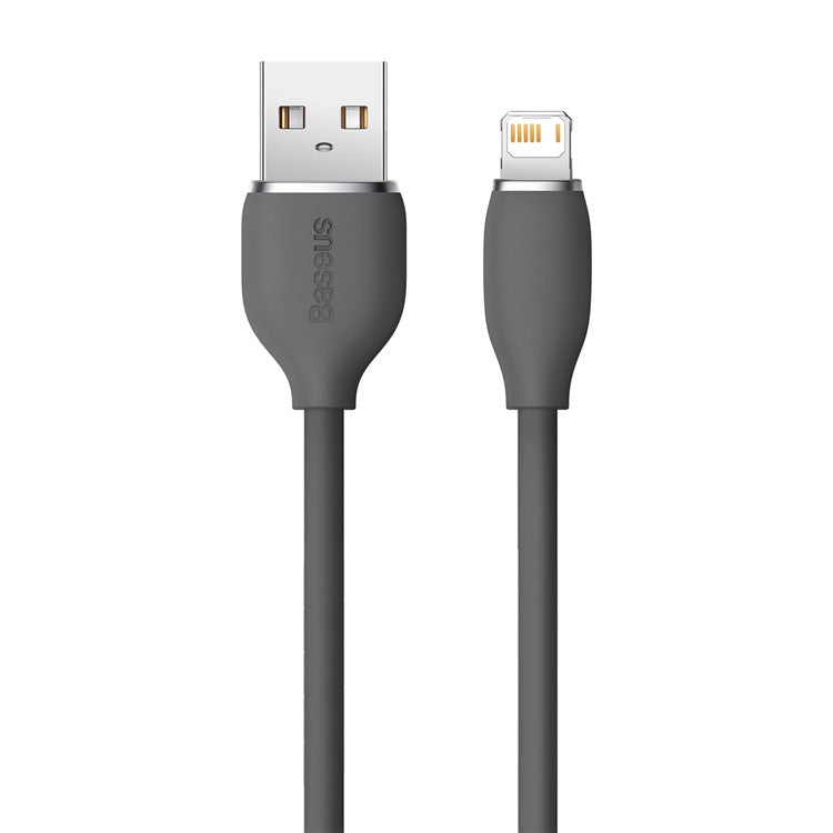 BASEUS Liquid Silicone Gel USB to iP Cell Phone Cable 2m Charging Cable 2.4A Fast Charging 480Mbps Data Transmission Cord - Black