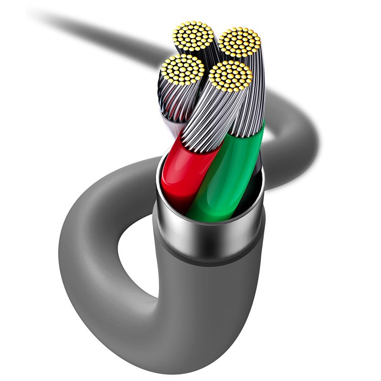 BASEUS Liquid Silicone Gel USB to iP Cell Phone Cable 2m Charging Cable 2.4A Fast Charging 480Mbps Data Transmission Cord - Black