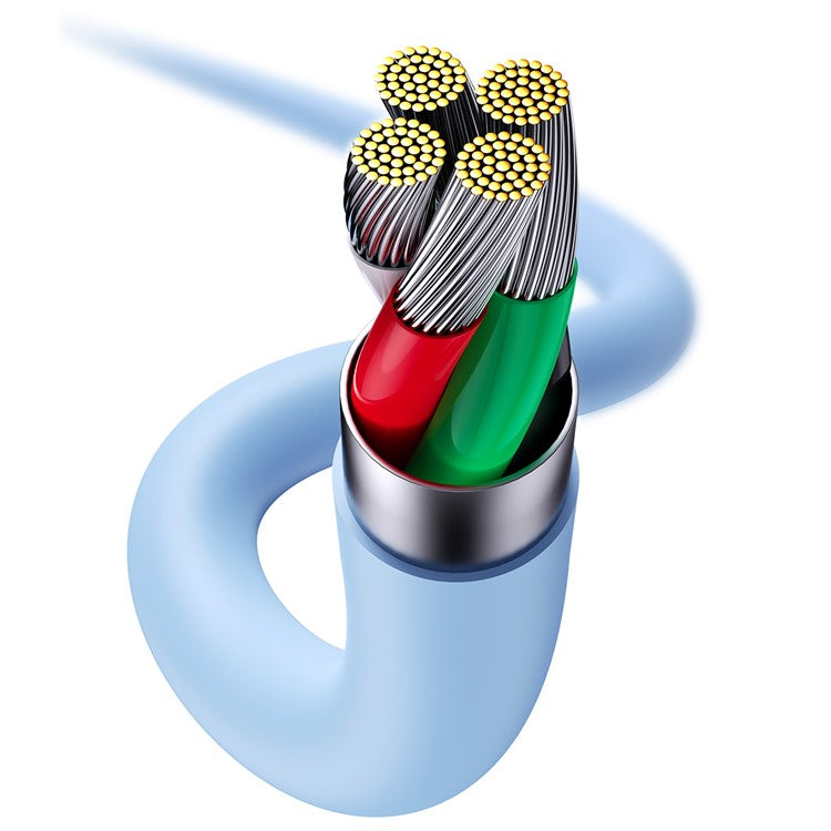 BASEUS Liquid Silicone Gel USB to iP Cell Phone Cable 2m Charging Cable 2.4A Fast Charging 480Mbps Data Transmission Cord - Blue