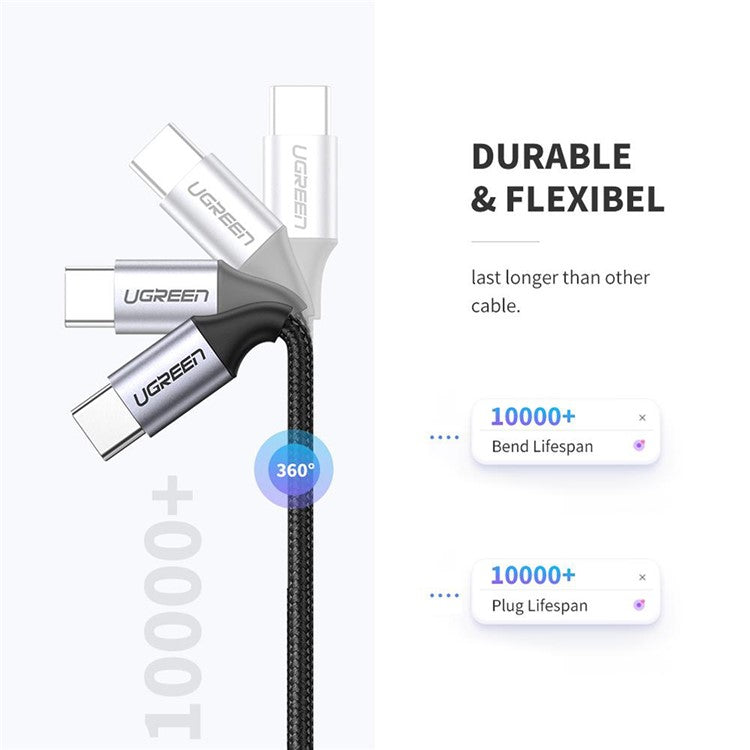 UGREEN 0.5m for Huawei Matebook/MacBook/iPad Pro USB C to C 60W PD Fast Charging Data Cable