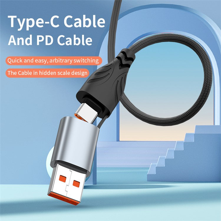 ADC-008 for iPhone 15 Series 1m 2 in 1 USB+Type-C to Type-C 100W Flash Charging Data Cable