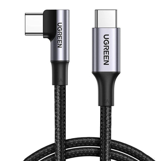 UGREEN 70645 for iPhone 15 Series 2m USB C Cable 100W PD Fast Charging Cord Type-C Male to Type-C Male 90 Degree Elbow Data Cable
