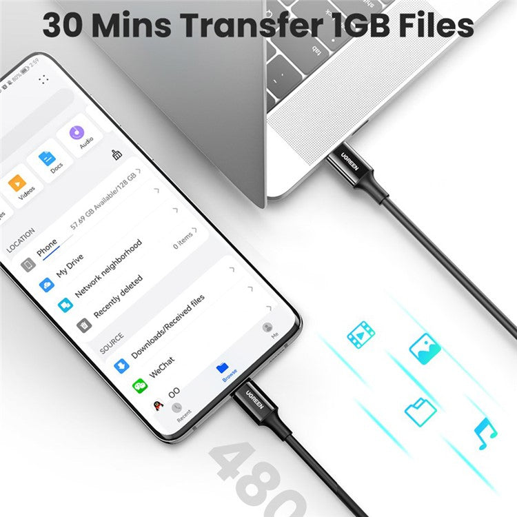 UGREEN 30700 for iPhone 15 Series 0.5m 100W USB-C to USB-C Cable 5A PD Fast Charging Type-C Data Cable for MacBook / iPad Pro