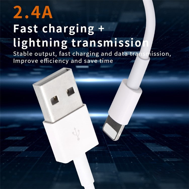 IVON CA19 1m USB to 8 Pin Lightning Data Cable 2.4A Fast Charging Wire for iOS
