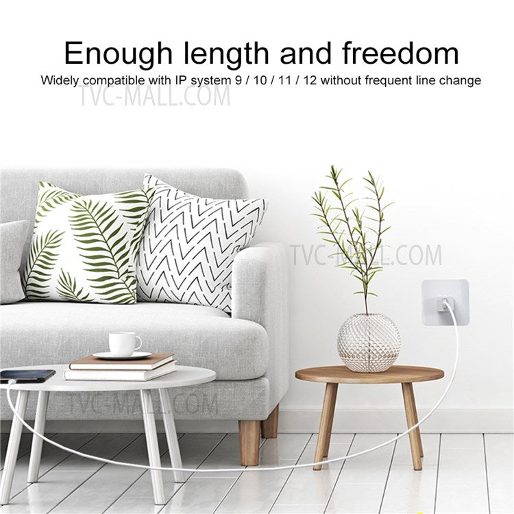IVON CA73 2.4A 8 Pin Phone Charger Aluminum Alloy Shell Lightning Data Cable, 2m - Grey