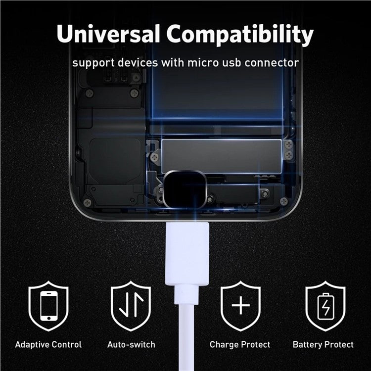 30cm USB to Micro USB Mobile Phone Charger Cord Copper Core Charging Cable - Black
