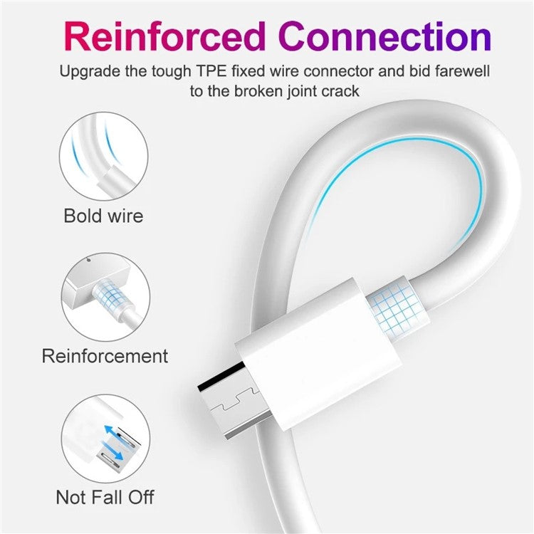 50cm USB to Micro USB Copper Core Charging Cable TPE Wire for Android Mobile Phone Tablet - White