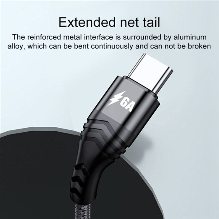 For iPhone 15 Series 2m 4-in-1 66W 6A 4-Output Fast Charging Charging Cable USB to 8Pin+Micro USB+Dual Type-C Braided Cable Adapter - Black
