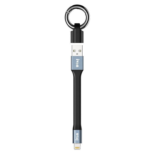 IVON CA90 14.5cm Portable 3.1A Fast Charging Cord USB to 8 Pin Data Cable with Keychain - Grey