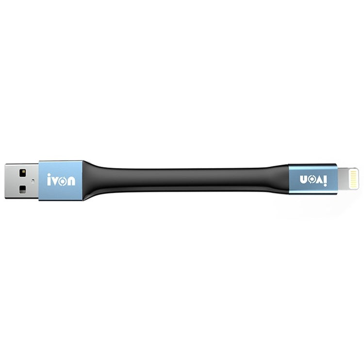 IVON CA90 14.5cm Portable 3.1A Fast Charging Cord USB to 8 Pin Data Cable with Keychain - Grey