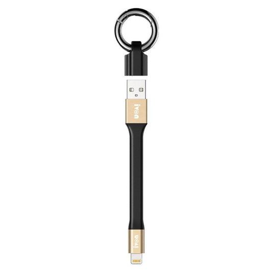 IVON CA90 14.5cm Portable 3.1A Fast Charging Cord USB to 8 Pin Data Cable with Keychain - Gold