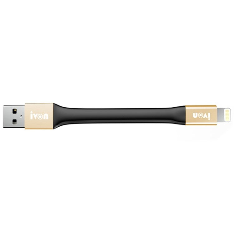 IVON CA90 14.5cm Portable 3.1A Fast Charging Cord USB to 8 Pin Data Cable with Keychain - Gold