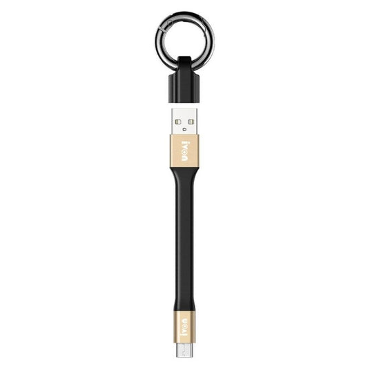IVON CA90 for iPhone 15 Series 14.5cm Data Cable 3.1A USB to Type-C TPE Cord with Keychain - Gold