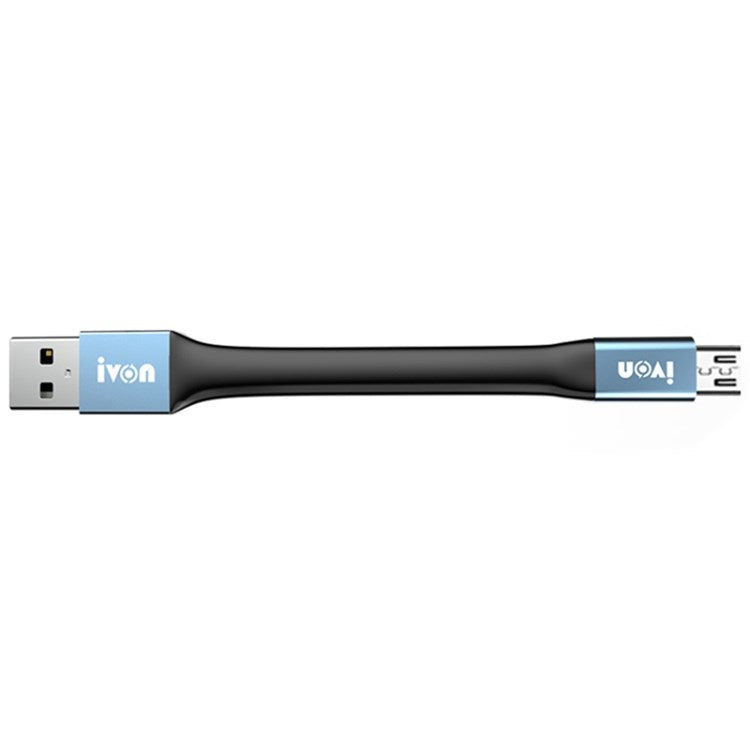 IVON CA90 14.5cm 3.1A USB to Micro USB TPE Data Cable with Keychain - Grey
