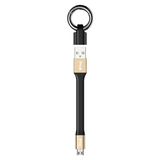 IVON CA90 14.5cm 3.1A USB to Micro USB TPE Data Cable with Keychain - Gold