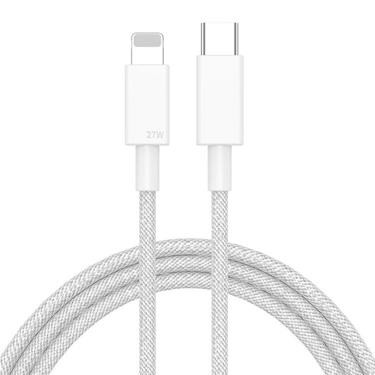 1m PD 27W Fast Charging Type C to Lightning Data Cable Braided Cord - Grey