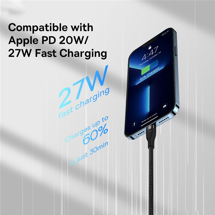 BASEUS Flash Series II One-for-Three Fast Charging Cable Type-C to Micro+iP+Type-C 100W Wire, 1.5m - Black