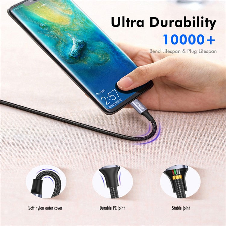 ENKAY HAT PRINCE 1m USB C to USB C Cable PD 100W Elbow Design 5A Super Fast Charging E-Marker Nylon Braided Cord for MacBook iPad Galaxy Note 20 Cell Phones Laptops